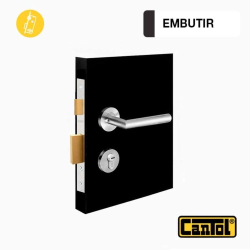 Cerradura de Embutir Ginebra 45 – Acero Inoxidable – Manija Estándar Reversible – Llave Plana