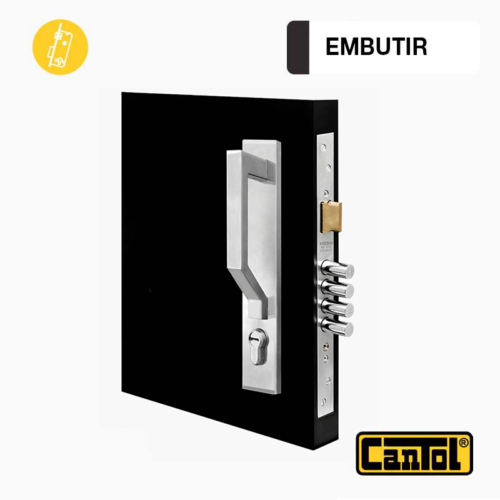 Cerradura de Embutir Ginebra 60 – Acero Inoxidable – Manija Rectangular Izquierda